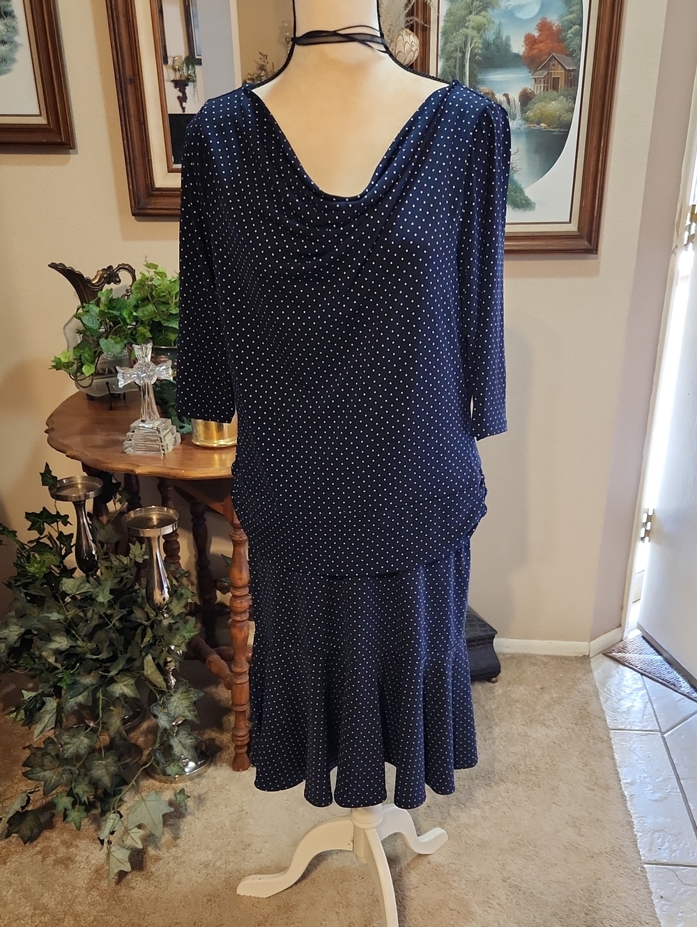George Navy Polka Dot Midi Skirt Set